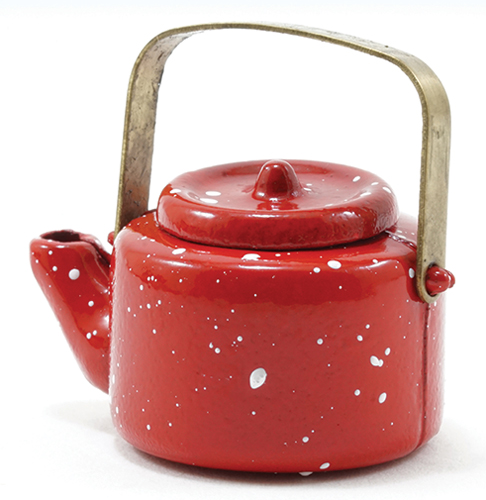 Dollhouse Miniature Small Red Kettle